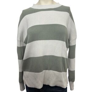 Jessica Simpson Green and White Striped Sweater